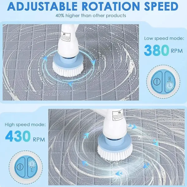 Städmaskiner-Trådlös Elektrisk Mopp med Långt Handtag Hushållsrengöringsverktyg Bärbar Snurrande Skrubb