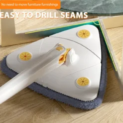 LBSS Städmoppar-Triangel Rengöringsmopp 360° Roterbar Justerbar Mopp för Golv Vägg Fönster Tak Sprickor Hörn Våt & Torr Rengöring