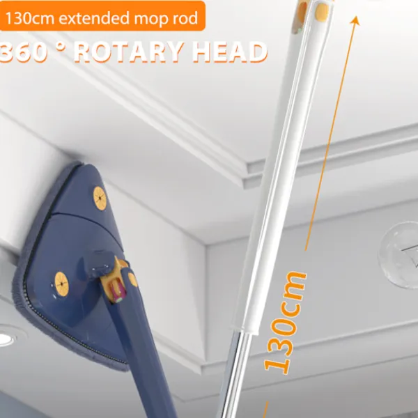 LBSS Städmoppar-Triangel Rengöringsmopp 360° Roterbar Justerbar Mopp för Golv Vägg Fönster Tak Sprickor Hörn Våt & Torr Rengöring