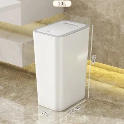 Soptunnor-Trycklock soptunna, avfallsbehållare, återvinningskärl 10L (vit)