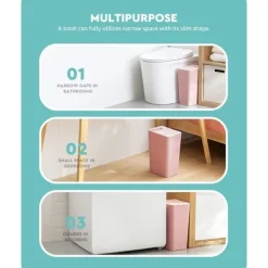 Soptunnor-Trycklock soptunna, avfallsbehållare, återvinningskärl 10L (vit)