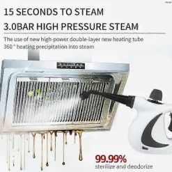 Ångtvättar-Tryckrengörare för hemmet, handhållen tryckrengörare för soffa, kläder, bil GrayWhite Black EU