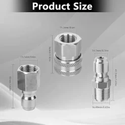 unbranded Högtryckstvättar-Trycktvättsadapterset, 3/8 tum rostfritt stål hane och hona snabbkopplingssats för trycktvättar och spruta