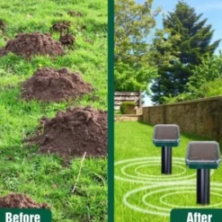 Skadedjur & Insekter-TS-Set med 2 solcellsdrivna mullvadsavskräckare – Ormavskräckare - Väderbeständig för Mullvad, Orm, Sork, Gopher och Andra Djur NPTER
