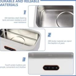 ECLshop Rengöringsmedel-TTLIFE Ultraljudstvätt, 400 ml Ultraljudsrengörare för Smycken Glasögon, 45000Hz Rengöringsmaskin, 4 Lägen