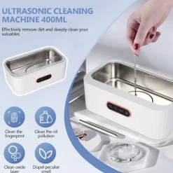 ECLshop Rengöringsmedel-TTLIFE Ultraljudstvätt, 400 ml Ultraljudsrengörare för Smycken Glasögon, 45000Hz Rengöringsmaskin, 4 Lägen