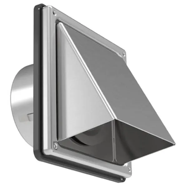 Torktumlare-4-tums Torktumlarens Ventilationslock Utomhusvägg med Dämpad Backventil, Extern Utblåsningsväggventil, Rostfri