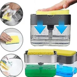 Svampar & Dukar-Tvålpump Dispenser Svamp Hållare 2 i 1, Diskmedel Tvålpump Dispenser Box, Tvålpump Dispenser, Spo