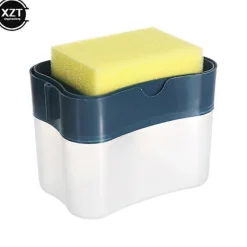 AquaForge Svampar & Dukar-Tvålpump med Svamphållare Rengöring Vätskepump Behållare Manuell Press Hem Badrum Kökstillbehör Blue