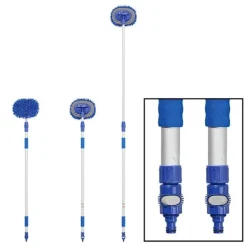 Northix Städmoppar-Tvättborste chenille mikrofiber teleskopskaft 2,5 m blå