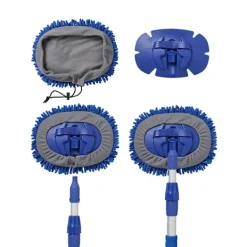 Northix Städmoppar-Tvättborste chenille mikrofiber teleskopskaft 2,5 m blå