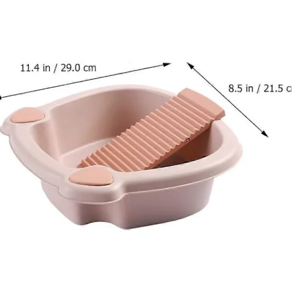 Tvättillbehör-Tvättbräda Bassäng: Tvättbalja Tvättbassäng Hink för Hem Sovsal Handtvätt Kläder och Små Ömtåliga Artiklar Rosa
