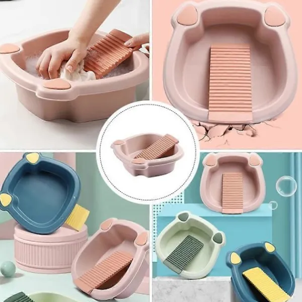 Tvättillbehör-Tvättbräda Bassäng: Tvättbalja Tvättbassäng Hink för Hem Sovsal Handtvätt Kläder och Små Ömtåliga Artiklar Rosa