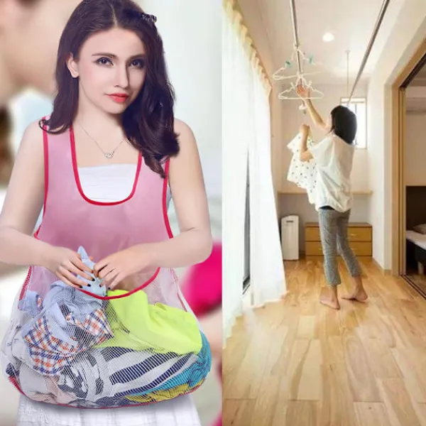 LBSS Tvättillbehör-Tvättförkläde med stor ficka Fuktsäker Torkkläder Organizer Tvätttillbehör