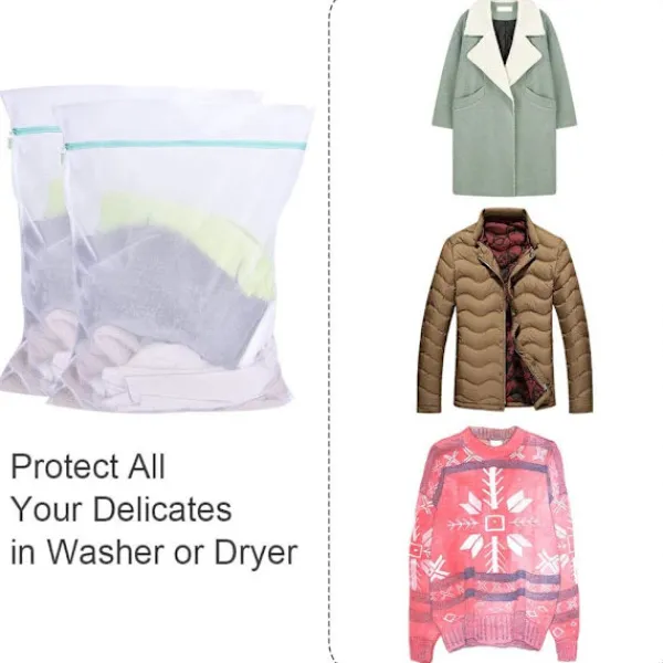 EURL Tvättillbehör-Tvättkassar 60x80cm Set med 2 Mesh Tvättkassar Stor Storlek