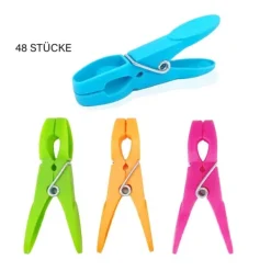 Tvättillbehör-Tvättklämmor, 48 plastklämmor, klämmor med starkt grepp