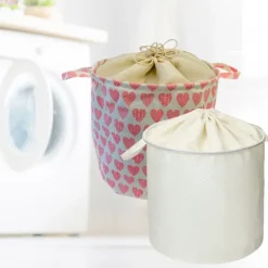 Satana Sverige (Dev) Tvättillbehör-Tvättkorg - hopfällbar - design hjärtan eller naturvit Hjärtan