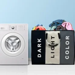 Global Items Tvättillbehör-Tvättkorg med 3 fack - 240 liter