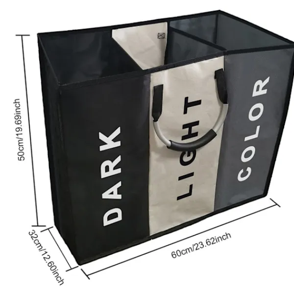 Global Items Tvättillbehör-Tvättkorg med 3 fack - 240 liter