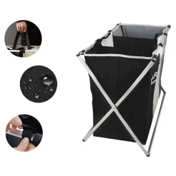 Tvättillbehör-Tvättkorg med 3 Fack - Korg till Tvätt - 135L