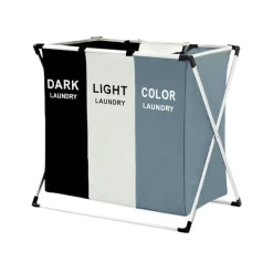Tvättillbehör-Tvättkorg med 3 Fack - Korg till Tvätt - 135L