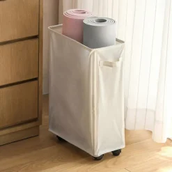 Tvättillbehör-Tvättkorg med hjul, rullande tvättkorg hopfällbar klädförvaringsvagn hopfällbara yogamattor förvaringsställ smala hörnförvaringsorganisatörer med_MGF | Fyndiq