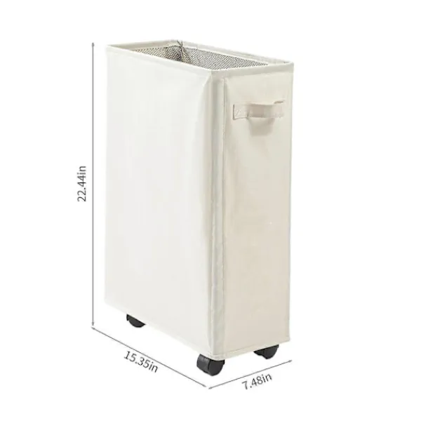 Tvättillbehör-Tvättkorg med hjul, rullande tvättkorg hopfällbar klädförvaringsvagn hopfällbara yogamattor förvaringsställ smala hörnförvaringsorganisatörer med