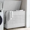 vidaXL Tvättillbehör-Tvättkorg med hjul vit 66x35x60 cm rotting