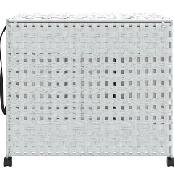 vidaXL Tvättillbehör-Tvättkorg med hjul vit 66x35x60 cm rotting