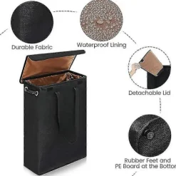 Tvättillbehör-Tvättkorg med lock och handtag