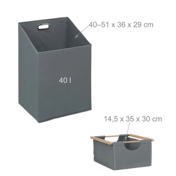 Northix Tvättillbehör-Tvättkorgsställ med 2 tyglådor, bambuhylla