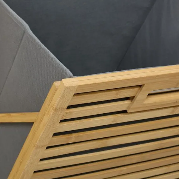 Northix Tvättillbehör-Tvättkorgsställ med 2 tyglådor, bambuhylla