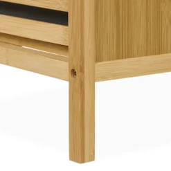 Northix Tvättillbehör-Tvättkorgsställ med 2 tyglådor, bambuhylla