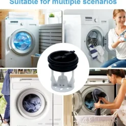 Tvättmaskiner-Tvättmaskin avloppspump, knappskydd, avloppsutloppspackning, luddfilter för tvättmaskinsavlopp, tvättmaskinstillbehör för att hålla rent och