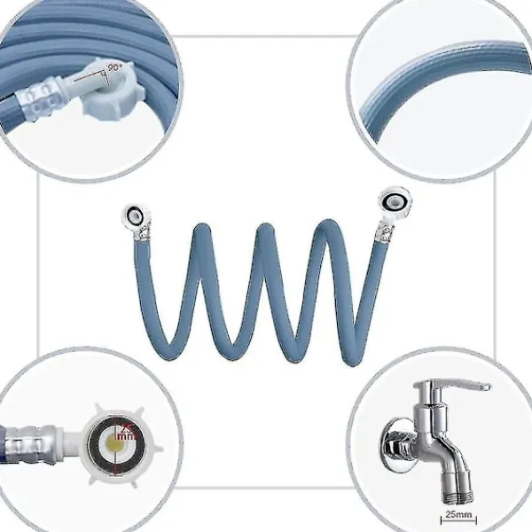 Tvättillbehör-Tvättmaskin inloppsslang, diskmaskin slangförlängning, 3/4 tum kil, universell inloppsslang 3m
