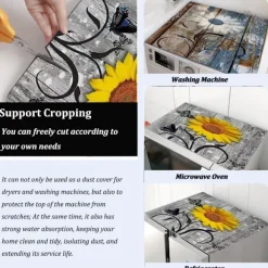 Tvättmaskiner-Tvättmaskin Toppskyddsmatta Blommor Dammskydd för Tvättmaskin Torktumlare, 60 x 50 cm Halkfri Absorberande Tvättmaskin Toppmatta Vattentätt Skydd för Kylskåp | Fyndiq