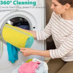 Tvättillbehör-Tvättmaskin tvättpåse, klädpåsar för återanvändbara skor, Tvättmaskinspåse för sportskor sneakers tvättförvaring (2 st)