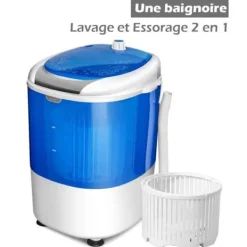 COSTWAY Tvättmaskiner-Tvättmaskin 170W - Enkel trommelcentrifug 2,5 KG Bärbar - Timerfunktion - Semi-automatisk - Lägenhet