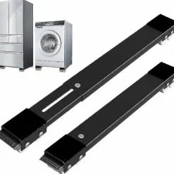 Tvättmaskiner-Tvättmaskinsbas med broms, justerbar mobil bas för tvättmaskin, torktumlare, kylskåp, last 300 kg, svart