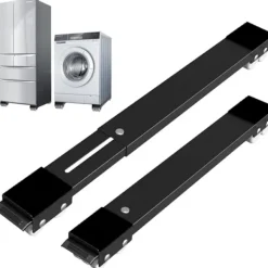 Tvättmaskiner-Tvättmaskinsbas med broms, justerbar mobil bas för tvättmaskin, torktumlare, kylskåp, last 300 kg, svart