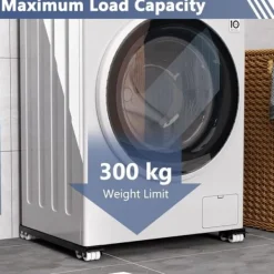 Tvättmaskiner-Tvättmaskinsbas med broms, justerbar mobil bas för tvättmaskin, torktumlare, kylskåp, last 300 kg, svart