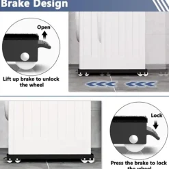 Tvättmaskiner-Tvättmaskinsbas med broms, justerbar mobil bas för tvättmaskin, torktumlare, kylskåp, last 300 kg, svart
