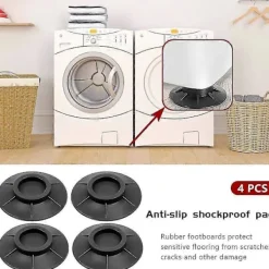 Tvättillbehör-Tvättmaskinsfötter Anti Vibrationskuddar Tvättmaskin Anti Vibrations Gummi Fötter Dämparkuddar För Tvättmaskin Torktumlare (10cm, Svart)