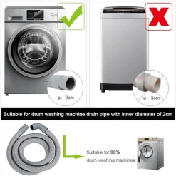 FMYSJ Tvättmaskiner-Tvättmaskinslang Avloppsslang Tvättmaskin 2,5M Avloppsslangförlängning för Tvättmaskiner Disk (FMY)