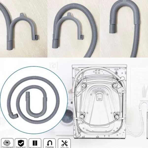 FMYSJ Tvättmaskiner-Tvättmaskinslang Avloppsslang Tvättmaskin 2,5M Avloppsslangförlängning för Tvättmaskiner Disk (FMY)
