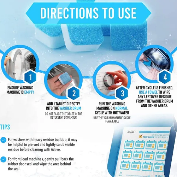 Rengöringsmedel-Tvättmaskinsrengörare och avkalkningsmedel, 24-pack