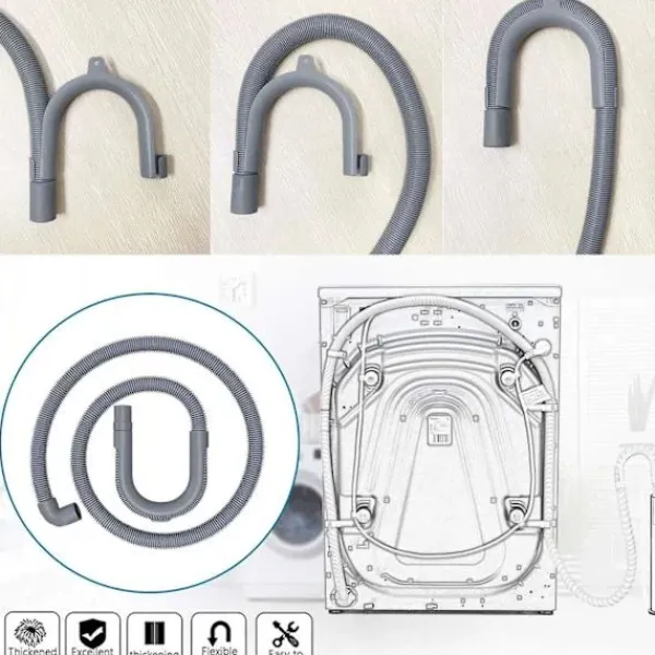 Tvättillbehör-Tvättmaskinsslang Avloppsslang Tvättmaskin 2,5M Avloppsslangförlängning för Tvättmaskiner Disk Bildfärg