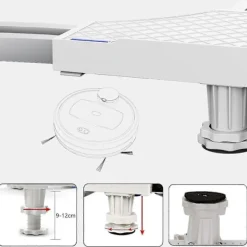 Tvättillbehör-Tvättmaskinsställ, Sockel för Tvättmaskin Torktumlare Kylskåp, Justerbar Längd, last 300kg Anti Vib (FQ)