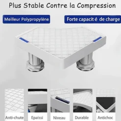 Tvättillbehör-Tvättmaskinsställ, Sockel för tvättmaskin torktumlare kylskåp, Justerbar längd, last 300kg Anti Vib [CO]