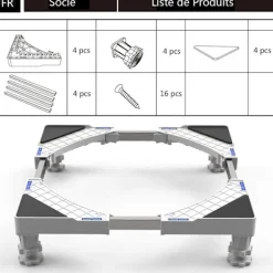 Tvättillbehör-Tvättmaskinsställ, Tvättmaskin & Torktumlare & Kylskåp, Justerbar Längd, Belastning 300 kg Anti-Vibration
